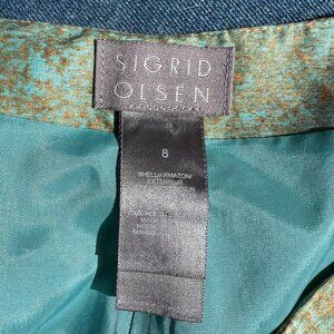 Beautiful Linen/Silk Pants by Sigrid Olsen! Size 8 Sea Green with Gold  Like New